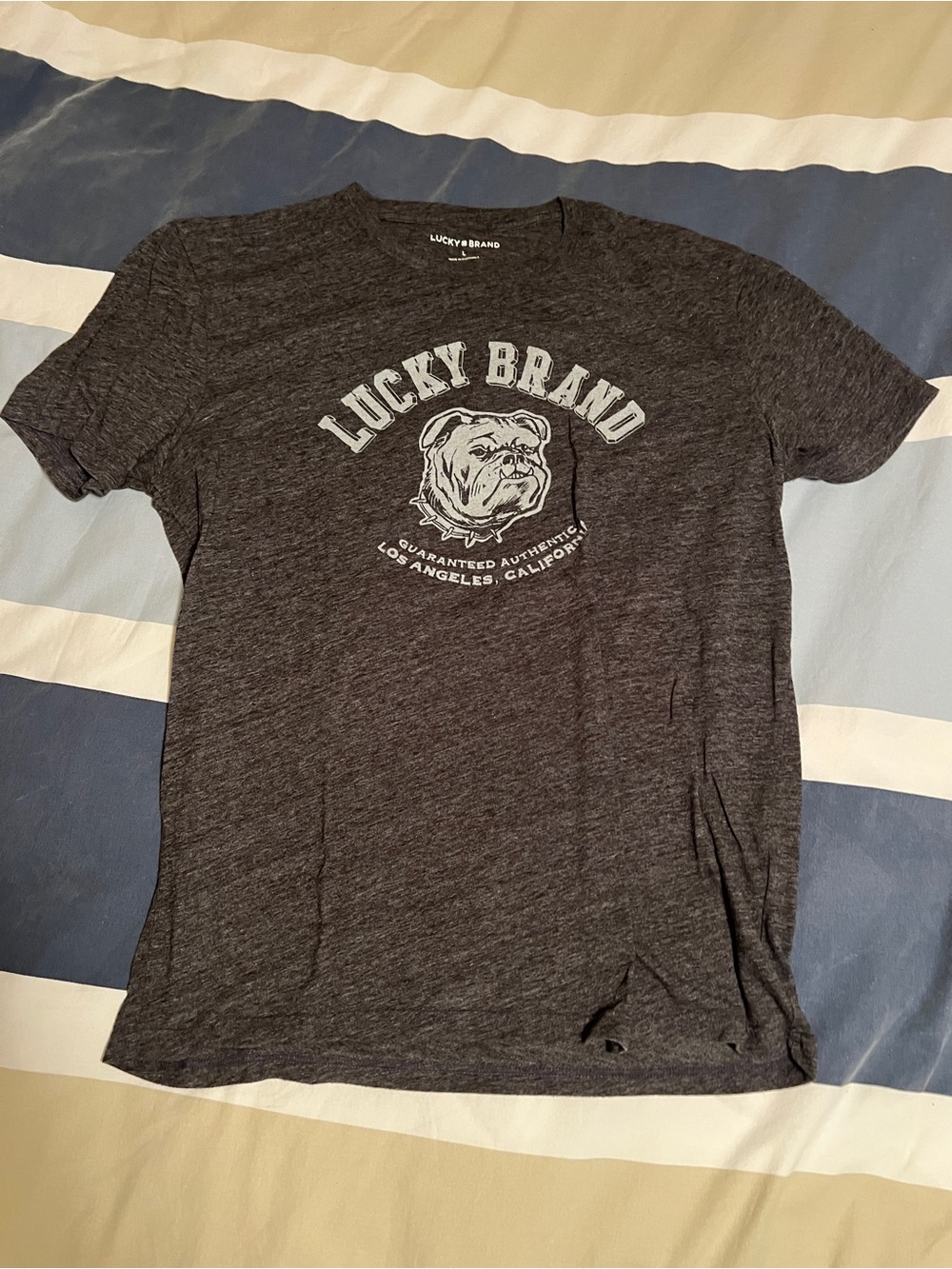 Lucky Brand Dark Gray Bulldog Graphic Short Sleeve Tee